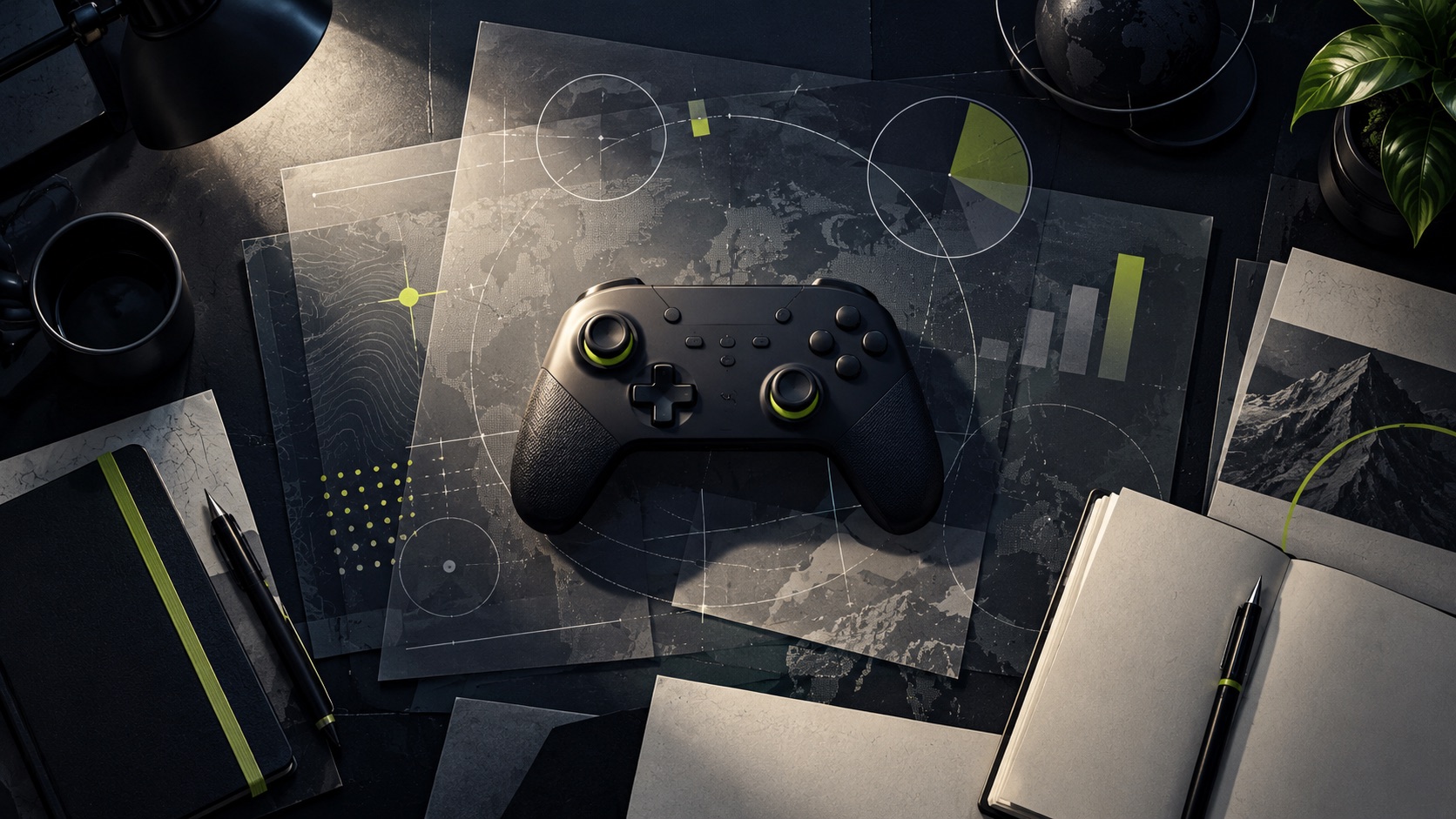 AI-generated editorial illustration: A conceptual editorial desk; diagrams are decorative and contain no real data.