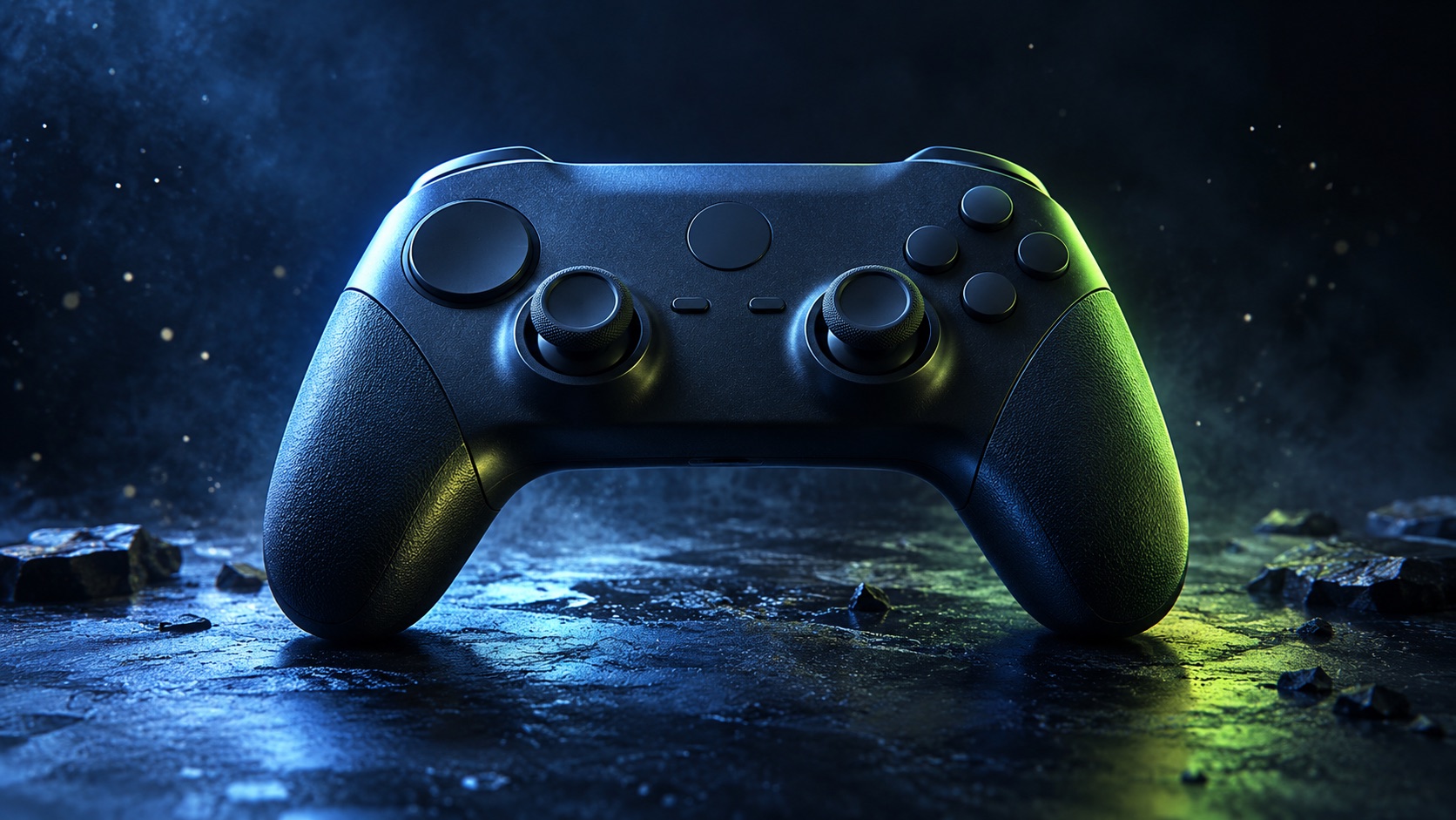 AI-generated editorial illustration: A generic unbranded controller; not the product or game in this report.